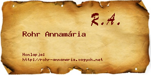 Rohr Annamária névjegykártya